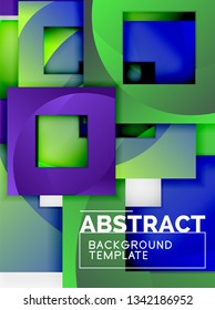 Fondo abstracto geométrico mínimo con composición de cuadrados multicolores, vector