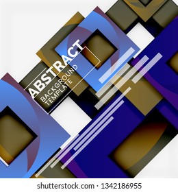 Fundo abstrato mínimo geométrico com composição de quadrados multicoloridos, vetor