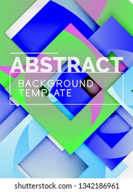 Geometric minimal abstract background with multicolored squares composition, vector