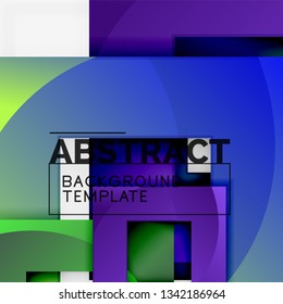 Fondo abstracto geométrico mínimo con composición de cuadrados multicolores, vector