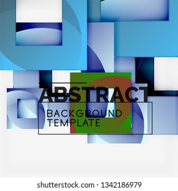 Fondo abstracto geométrico mínimo con composición de cuadrados multicolores, vector