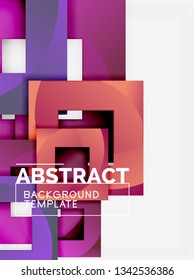 Geometric minimal abstract background with multicolored squares composition, vector