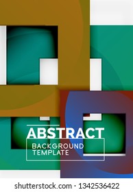 Geometric minimal abstract background with multicolored squares composition, vector