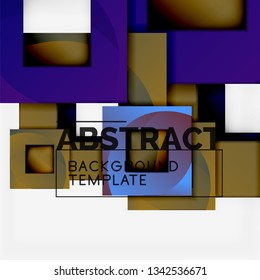 Fondo abstracto geométrico mínimo con composición de cuadrados multicolores, vector