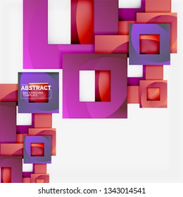 Geometric minimal abstract background with multicolored squares composition, vector
