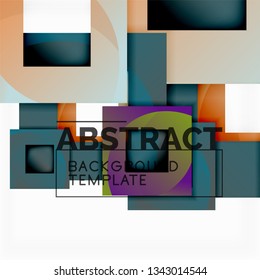 Fondo abstracto geométrico mínimo con composición de cuadrados multicolores, vector