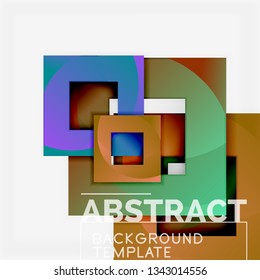 Geometric minimal abstract background with multicolored squares composition, vector