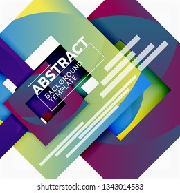 Fondo abstracto geométrico mínimo con composición de cuadrados multicolores, vector