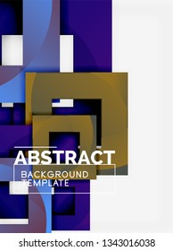 Geometric minimal abstract background with multicolored squares composition, vector