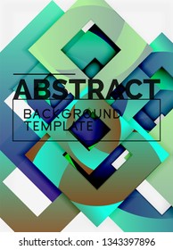 Geometric minimal abstract background with multicolored squares composition, vector