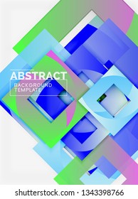 Fondo abstracto geométrico mínimo con composición de cuadrados multicolores, vector