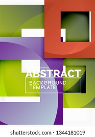 Geometric minimal abstract background with multicolored squares composition, vector