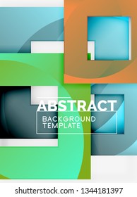 Geometric minimal abstract background with multicolored squares composition, vector