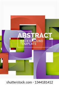Geometric minimal abstract background with multicolored squares composition, vector
