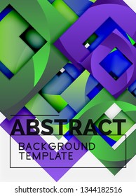 Geometric minimal abstract background with multicolored squares composition, vector