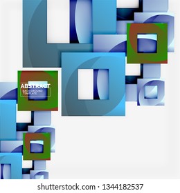 Geometric minimal abstract background with multicolored squares composition, vector