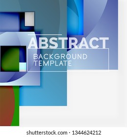 Fondo abstracto geométrico mínimo con composición de cuadrados multicolores, vector