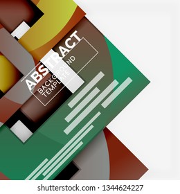 Fondo abstracto geométrico mínimo con composición de cuadrados multicolores, vector