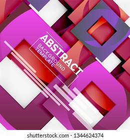 Geometric minimal abstract background with multicolored squares composition, vector