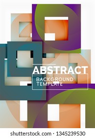 Geometric minimal abstract background with multicolored squares composition, vector