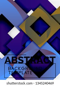 Fundo abstrato mínimo geométrico com composição de quadrados multicoloridos, vetor