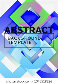Geometric minimal abstract background with multicolored squares composition, vector