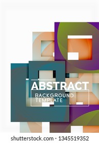 Geometric minimal abstract background with multicolored squares composition, vector