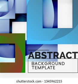 Geometric minimal abstract background with multicolored squares composition, vector