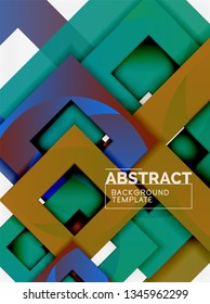 Geometric minimal abstract background with multicolored squares composition, vector