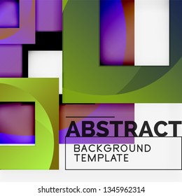 Geometric minimal abstract background with multicolored squares composition, vector