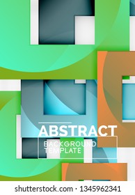 Geometric minimal abstract background with multicolored squares composition, vector