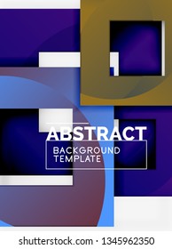 Fondo abstracto geométrico mínimo con composición de cuadrados multicolores, vector