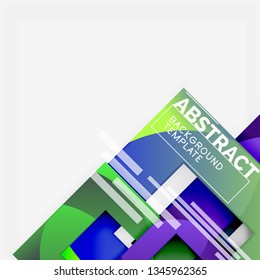 Geometric minimal abstract background with multicolored squares composition, vector