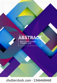 Geometric minimal abstract background with multicolored squares composition, vector