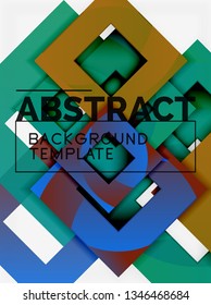 Fondo abstracto geométrico mínimo con composición de cuadrados multicolores, vector