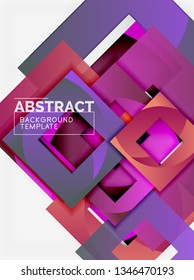 Fondo abstracto geométrico mínimo con composición de cuadrados multicolores, vector