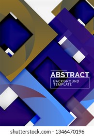 Geometrischer, minimaler abstrakter Hintergrund mit mehrfarbigem Quadrat, Vektorgrafik