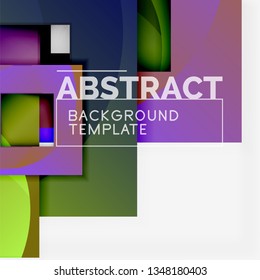 Fondo abstracto geométrico mínimo con composición de cuadrados multicolores, vector