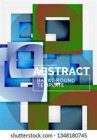 Geometric minimal abstract background with multicolored squares composition, vector