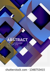 Geometric minimal abstract background with multicolored squares composition, vector