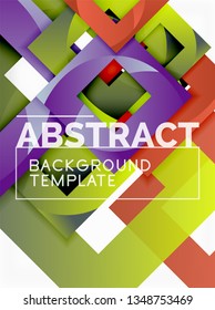 Geometric minimal abstract background with multicolored squares composition, vector
