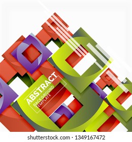 Geometric minimal abstract background with multicolored squares composition, vector