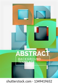 Geometric minimal abstract background with multicolored squares composition, vector