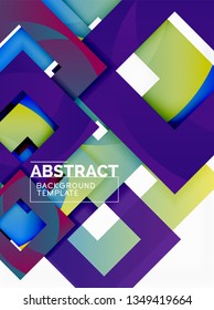 Geometric minimal abstract background with multicolored squares composition, vector