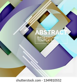 Fondo abstracto geométrico mínimo con composición de cuadrados multicolores, vector