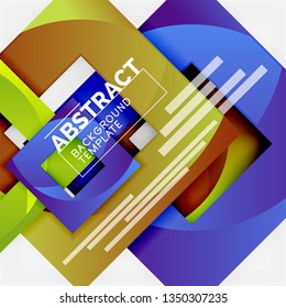 Fondo abstracto geométrico mínimo con composición de cuadrados multicolores, vector