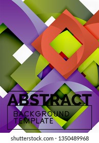 Fondo abstracto geométrico mínimo con composición de cuadrados multicolores, vector