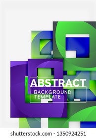 Geometrischer, minimaler abstrakter Hintergrund mit mehrfarbigem Quadrat, Vektorgrafik