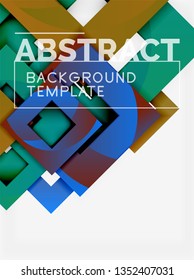 Geometric minimal abstract background with multicolored squares composition, vector