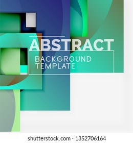 Fondo abstracto geométrico mínimo con composición de cuadrados multicolores, vector